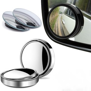 2 Pcs Car Round Frame Convex Blind Spot Mirror Wide-angle 360 Degree Adjustable Clear Rearview Auxiliary Mirror Driving Safety