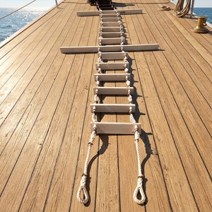 High-Quality Pilot Ladder 12m Marine Embarkation, OSB Hook Step, Ropes & Thimble, ISO 799-1 Certified