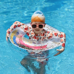 Summer Inflatable PVC Transparent Glitter Children's Round Swimming Ring Lifebuoy Wholesale