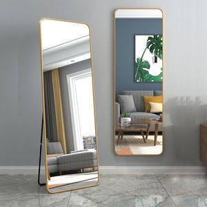 Customized Black Full Length Mirror Dressing Black Gold Silver Aluminum Alloy Frame Mirror Large Home Decor Wall Stand Mirror