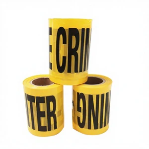 Yellow Printing PE Water Resistant Rubber Adhesive Single Sided Traffic Barrier Safety Warning Tape