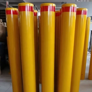 KAVASS High Security Yellow Metal Traffic Barrier Pipe Inground Safety Security Warning Protective Metal Fixed Steel Bollards