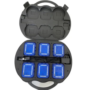 6 Pack Synchronized Rechargeable Traffic Road Warning Light Magnetic Blue LED Road Flares