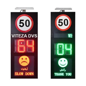 High-quality Waterproof Vertical Traffic Digital Screen smiley Face Indicator LED Solar radar Speed Limit Traffic Warning Sign
