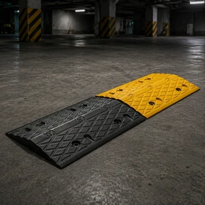 Removable 500*350*50mm Rubber Speed Bump with Slot High Visibility Speed Hump for Heavy-Duty Traffic Areas