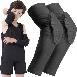 Kids Youth 5-15 Years Padded Arm Knee Sleeve Compression Leg Protective UV Protection Silicone Anti-Skid Strip