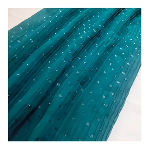 Wholesale High Quality Memory Polyester Reflective Crepe Material Skirt Pleated Crinkle Fabric for Girls Women Dresses Clothing