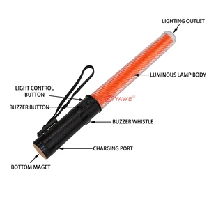 15-Inch Rechargeable Baton with Red LED & Blue Light Traffic Security Command Baton with Buzzer Traffic Warning Products