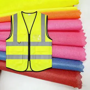 100 Polyester Tricot High Visibility Neon Reflective Fabric for Safety Clothing