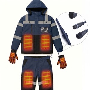 OEM/ODM Warm Heating Safety Uniforms With Work Gloves High Quality 3in1 Heated Work Clothes Custom Winter Outdoor Pants Set