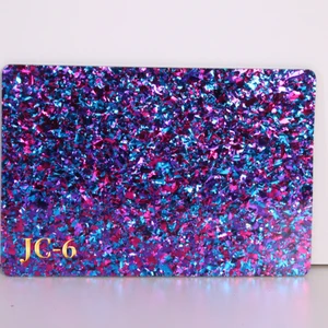 Wholesale DIVERSE JC-06 Customized 4mm Laser Cutting Cast Plastic Chunky Glitter Dichroic Acrylic Sheet