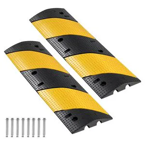 Rubber Speed Bump 2 Pack 23 Inch 30 Mm Height Heavy Duty Asphalt Surface Traffic Hump 2 Channel Fixed Installation
