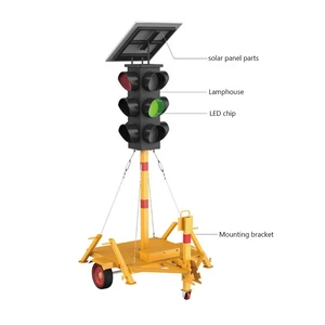 High-Brightness IP66 Waterproof LED Solar-Powered Yellow Mobile Traffic Signals Equipment Indicator Lights Aluminum Alloy