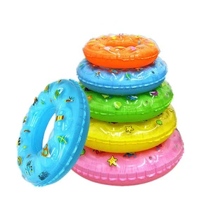 Thickened Double Layer Crystal Swimming Ring Cartoon Inflatable Life Ring For Children And Adults Round PVC Floatation Aid