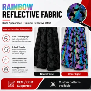 Rainbow Reflective Camouflage Fabric Iridescent Colorful Reflective Material for Jackets Bags Stagewear