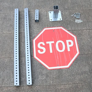 Custom Galvanized Steel Square Sign Post Perforated Hole Spliceable Traffic Road Sign Pole