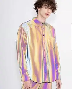 Colorful Stretchable Reflective Fabric for Jacket Iridescent Rainbow Color Reflecting Textile Cloth Reflective Fabric