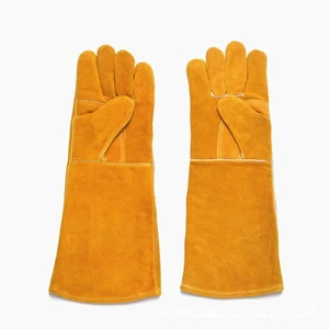 Fire-resistant Cowhide Welding Gloves Heavy Duty Work Heat-insulating Safety Cuff 13ga Thickness 45cm Length Wear-resistant