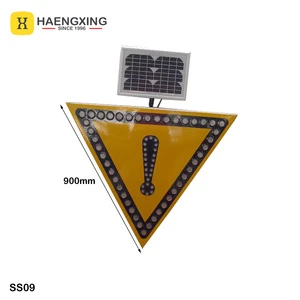 Factory Direct 900mm Triangle Danger Yellow Reflective Flashing LED Solar Powered Traffic Warning Sign