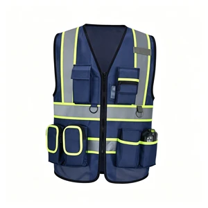 Wear ANSI Class 1 Flame Retardant Safety Vest 100% Cotton Dark Blue Work Clothes Construction Warning Cheap Wholesale Uniform