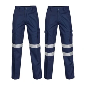 100% Cotton Factory Wholesale Reflective Strip Workwear Work Pants Men's Construction Workers