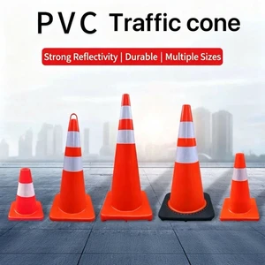 PVC+Rubber Reflective Anti-collision Traffic Safety Cone, Highway Road Signal Warning Cone, Multiple Optional Colors & OEM
