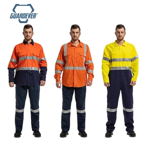 GUARDEVER AS/NZS Hi Vis Workwear Uniform Set Cotton Reflective Safety 2-Piece for Mining Construction