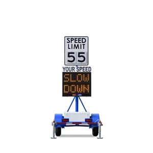 LED Road Warning Solar Traffic Signs Safety Radar 100-200m Detection Range First Grade Reflective Film Speed Limit 10W Solar