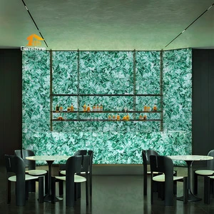 Green Illuminated Natural Jade Translucent Stone Bar Counter And Decoration Wall