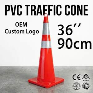 90cm 36'' PVC Flexible Reflective Traffic Cones with Road Safety Orange Cone for Highway Construction Reflective Traffic Cone