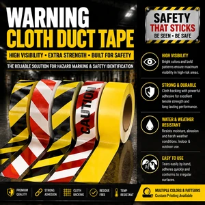 High Visibility Black Yellow Warning Cloth Duct Tape For Floor Marking Safety Identification And Hazard Areas