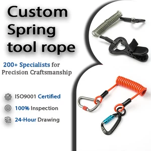 GUOFENG Custom Spring Security Cable Lanyard Heavy Duty Fall Protection Tether Adjustable Safety Accessory For Construction Use
