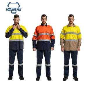 GUARDEVER AS/NZS Hi Vis Reflective Work Wear Cotton Safety Mining Construction Work Clothes