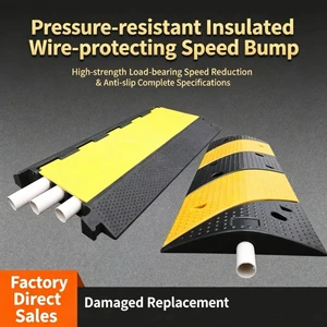 Durable 1000*350*100mm Rubber Cable Protector Speed Bump 1-5mph Speed Reduction Movable For Outdoor Concrete Parking Lot Lanes