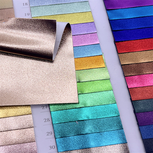 Eco-Friendly Soft Metallic Color PU Artificial Reflective Fabric Upholstery Smooth Surface Metal Synthetic Leather Woven Backing