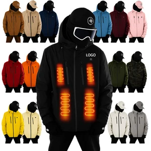 Custom Logo Color Unisex Heated Windbreaker Jacket Waterproof Windproof Heated Ski Shell Jacket Hiking Winter Outdoor Jacket