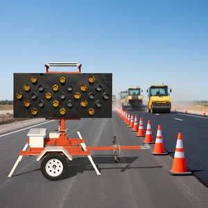 Portable Solar Standing LED Traffic Sign Board with Direction Arrow Boards IP58 Waterproof >800m Visibility Customizable Colors