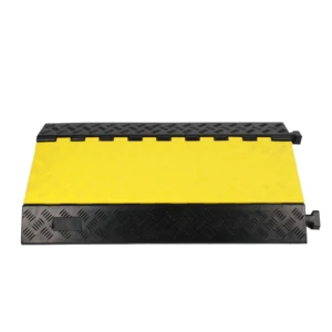 Rubber Speed Bump with 65mm Height and 10-15mph Rating Yellow+Black Anti-Pressure Portable for Car Ramps and Cable Protection