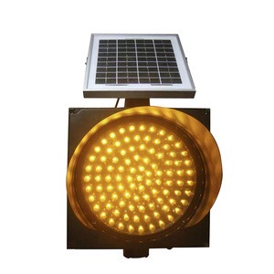 School Intersection Traffic Signal LED Solar Strong Light Cast Aluminum Yellow Flashing & Red Slow Strobe Light Made of ABS & PC