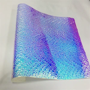 New Snake Design Holographic Reflective Leather Fabric for Making Shoes and Bags