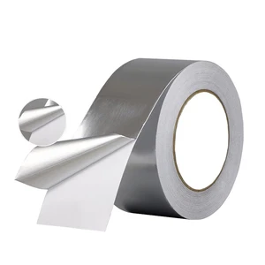 HVAC Aluminum Foil Solvent Sealing Duct Pipe Repair Conductive Construction Flame Retardant Self Adhesive Tape With Liner Paper