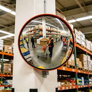 60cm Indoor Safety Convex Mirror 130° Wide View for Underground Parking Garage Inner Corner