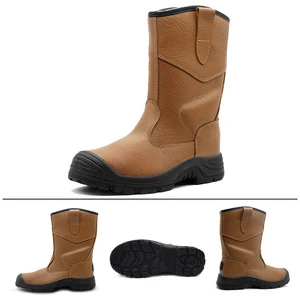 Winter High-top Cold-proof Embossed Leather Upper Men's Labor Protection Safety Shoes Anti-smash Anti-puncture Thickened Warm