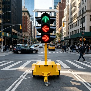 Portable Solar LED Traffic Signal Light 4-Sided 3-Light Adjustable PC Material OEM/ODM Supported Road Safety 10-Year Continuous