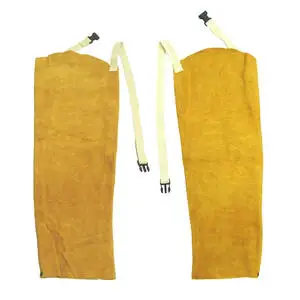 White Split Leather Arm Guard Heat & Spark Resistant Welding Safety Sleeve Cover for Work Heat Protection Clothing