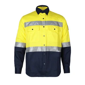 Wholesale Safety Clothing Reflective Mechanic Shirt Custom Industrial Workwear Miner Work Shirts