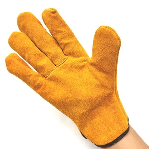 Factory Wholesale Drivers Work Gloves 3 Chain Stitch Welding Gloves Full Leather Thickened Heat-Insulating Wear-Resistant Back