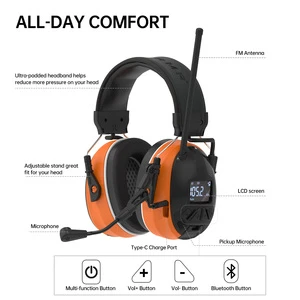 ABS C52 Hearing Protection Bluetooth Noise Cancelling Communication Safety Rechargeable Industrial Electronic Earmuffs