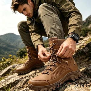 Hot Selling Imitation Leather Waterproof Safety Boots Oxford Fabric Outdoor Breathable Lightweight Safety Tactical Boots For Men
