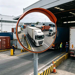Durable PC Outdoor Convex Mirror 130° View Shatterproof for Driveway Warehouse Parking